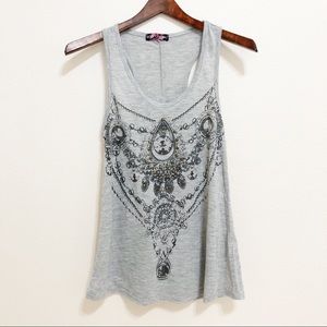 Body Central | Beaded Tank Top Gray | S